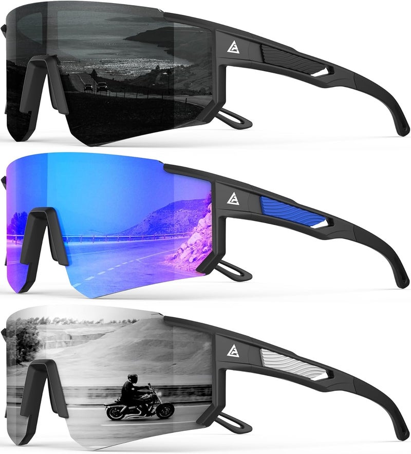 QALLY Store Polarized Sports Sunglasses for Men, UV400 Protection Mens Sunglasses Wrap Around Sun Glasses for Cycling Running - Image 1